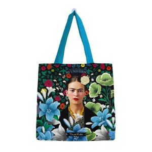 BOLSA ALGODON FRIDA KAHLO PEQUE?A FLORES CELESTES