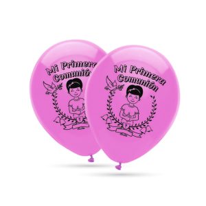 GLOBOS 30 CM ? BOLSA-SOLAPA 10 UNIDADES COMUNION ROSA PASTE