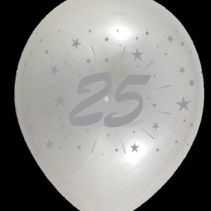 GLOBOS PLATA 28 CM ? BOLSA-SOLAPA 10 UNIDADES 25 ANIVERSARI