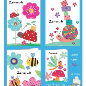 POSTAL INFANTIL ANIMALES FLORES EUSKERA 48 UNIDADES SURTIDAS