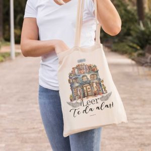 BOLSA DE TELA ALGODON PERSONALIZADA LEER TE DA ALAS 35X39