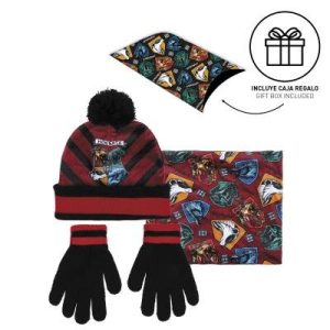 PACK REGALO GORRO CUELLO GUANTES ESCUDOS HARRY POTTER
