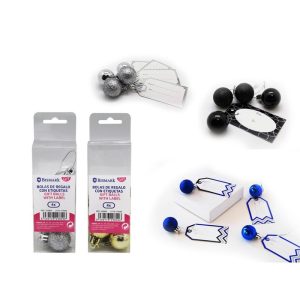 SET 4 ETIQUETAS DECORACION REGALO CON BOLA (PERSONALIZABLE)