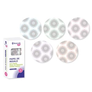 EXPOSITOR 50 ROLLOS PAPEL REGALO MANDALAS 70X200