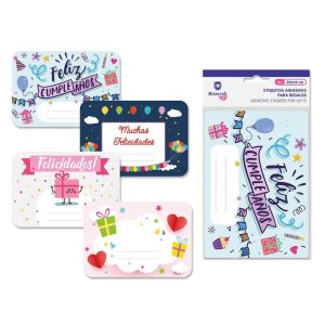 ETIQUETAS REGALO ADHESIVAS GRANDES SURTIDAS 4UNIDADES