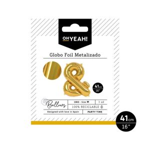 GLOBO POLIAMIDA LETRA & 41CM-16 ORO METALIZADO 1 UD