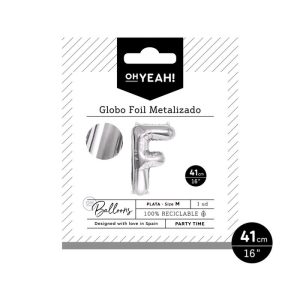 GLOBO POLIAMIDA LETRA F 41CM-16 PLATA METALIZADO 1 UD
