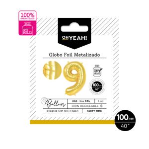 GLOBO POLIAMIDA N?9 100CM ORO METALIZADO APTO HELIO 1 UD
