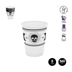 VASO CALAVERA PREMIUM REUTILIZABLE 360CC (12OZ) 8 UDS