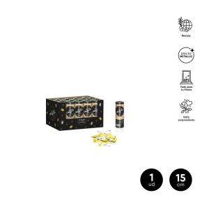 MINI CA?ON CONFETI ORO PLATA METALIZ, 15CM