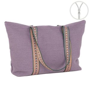 BOLSO CON CREMALLERA DETALLE CINTA LILA