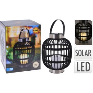 FAROL SOLAR MADERA 30CM NEGRO
