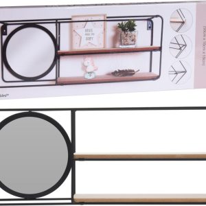 ESTANTERIA CON ESPEJO REDONDO MURAL METAL