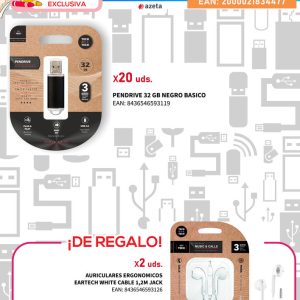 PENDRIVE BASICOS 20 UNIDADES + 2 AURICULARES REGALO