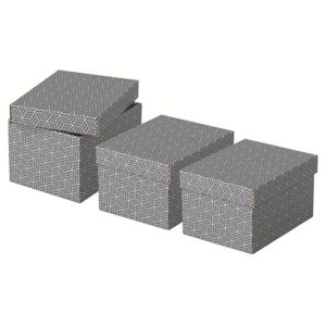 PACK 3 CAJAS CARTON DECORATIVA GRIS 255X200X150MM