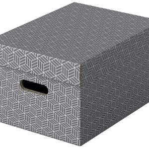 PACK 3U CAJA CARTON DECORATIVA GRIS 365X265X205