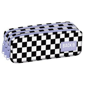 PORTATODO CON UNA CREMALLERA RELLENO DE CUADROS MORADO