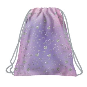 SACO DE CUERDAS CORAZONES Y FLECHAS PLATEADAS