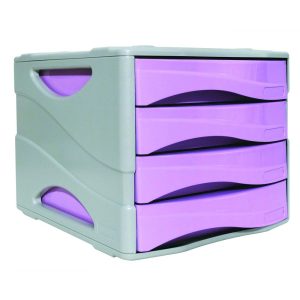 ARCHIVADOR 4 CAJONES COLOR PASTEL GRIS/LILA