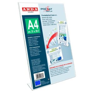 PORTA ROTULOS INCLINADO L BASE TAMA?O A4 - CM, 21 X 29,7