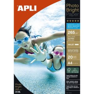 PAPEL FOTOGRAFICO PHOTOBRIGHT RESISTE AGUA A4 265G 20 HOJAS