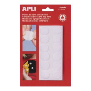 DISCOS ADHESIVOS CIERRE VELCRO 19 MM BLISTER 12 UDS