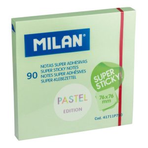 NOTA SUPER ADHESIVA MILAN 76X76 90 HOJAS VERDE PASTEL