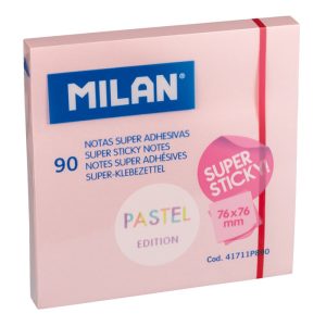 NOTA SUPER ADHESIVA MILAN 76X76 90 HOJAS ROSA PASTEL