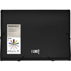 CARPETA ARCHIVADOR FUELLE GOMAS PP 13 SEPARADORES LIKE3 NEG