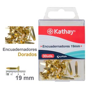 CAJA 30 ENCUADERNADORES 19 MM DORADOS KATHAY