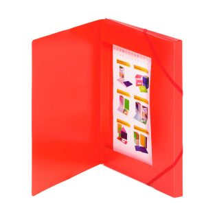 CARPETA SOLAPAS PP FOLIO ETIQUETA GOMA ROJO