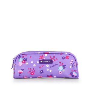 ESTUCHE DOBLE VIOLET CON FLORES WATERPROOF