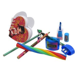 SET PORTATODO JUMBO CON ACCESORIOS DE PAPELERIA RAINBOW HIGH