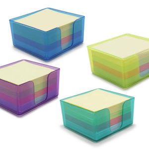 TACO NOTAS 400H PASTEL 75X75 CAJA PVC 5 COLORES SURTIDOS