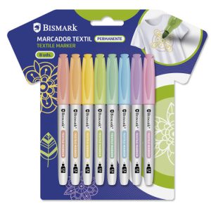 ROTULADOR PERMANENTE TEXTIL COLORES PASTEL 8U
