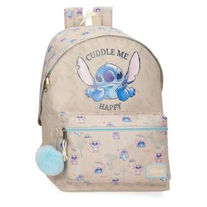 MOCHILA ESCOLAR STITCH CUDDLE ME HAPPY 44 CM ADAPT A CARRO