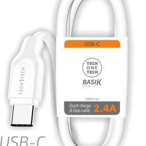 CABLE BASIK USB-A A USB-C 1 MT 2,4A BLANCO
