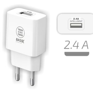 CARGADOR TECH ONE TECH BASIK 2,4A BLANCO (USB-A)