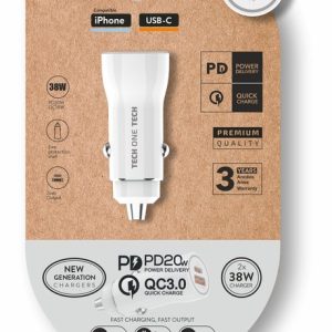 CARGADOR MECHERO PD 38W SALIDA USB-C + USB-A