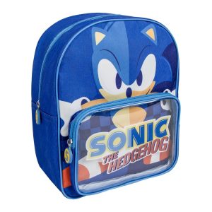 MOCHILA INFANTIL SONIC CON BOLSILLO TRANSPARENTE