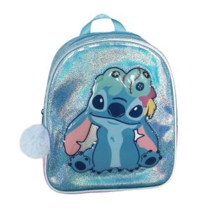 MOCHILA GUARDERIA IRIDISCENTE CON POMPON STITCH