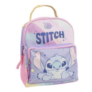 MOCHILA INFANTIL CON ASA Y BOLSILLO STITCH PASTEL