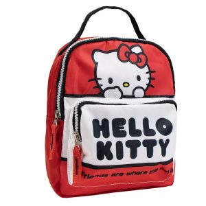 MOCHILA INFANTIL CON ASA Y BOLSILLO HELLO KITTY RED