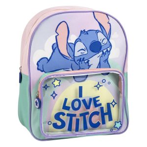 MOCHILA INFANTIL CON BOLSILLO TRANSPARENTE STITCH LOVE