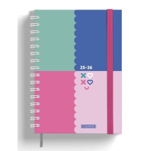 AGENDA SEMANAL 2026 A5 ESPIRAL DOBLE BLANCA 16 MESES XOXO