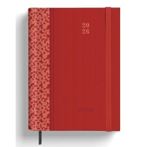 AGENDA SEMANAL A5 ESPIRAL BLANCA OCULTA 12 MESES RED FLOWERS