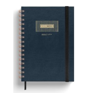 AGENDA SEMANAL A5 ESPIRAL DOBLE NEGRA 12MESES DARKBLUE