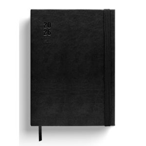 AGENDA VISTA DIARIA 2026 A5 COSIDA 12 MESES ONE COLOR BLACK
