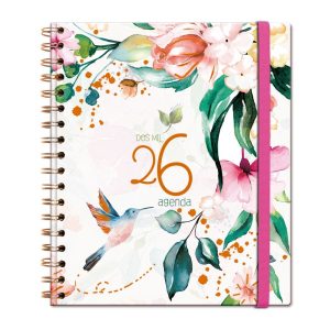 AGENDA ANUAL ESPIRAL A5 S/V FLORAL 2026