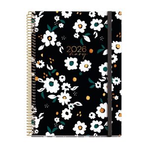 AGENDA ANUAL 2026 ESPIRAL PLUS S/V NOIR GARDEN